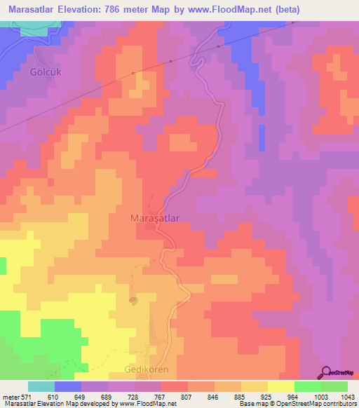 Marasatlar,Turkey Elevation Map