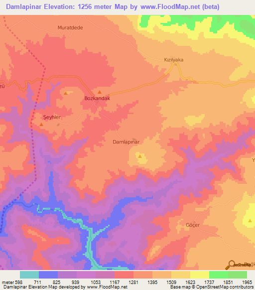 Damlapinar,Turkey Elevation Map