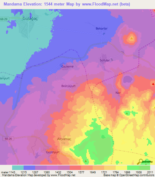 Mandama,Turkey Elevation Map