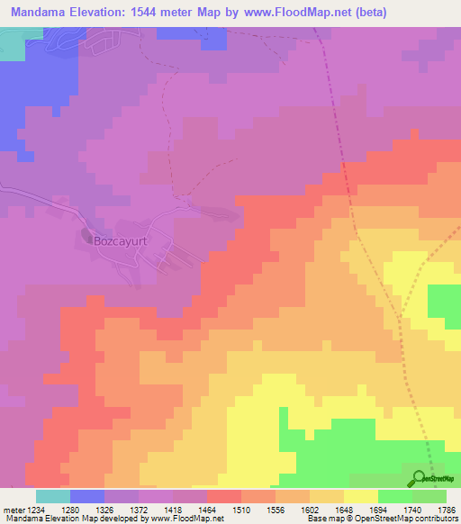 Mandama,Turkey Elevation Map