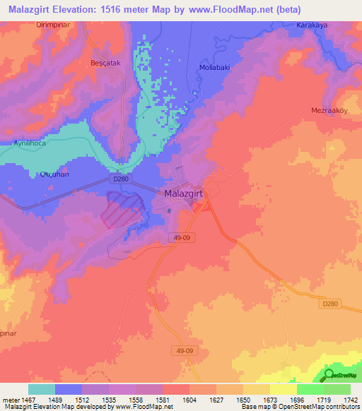 Malazgirt,Turkey Elevation Map