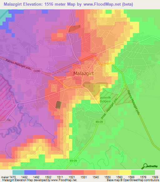 Malazgirt,Turkey Elevation Map