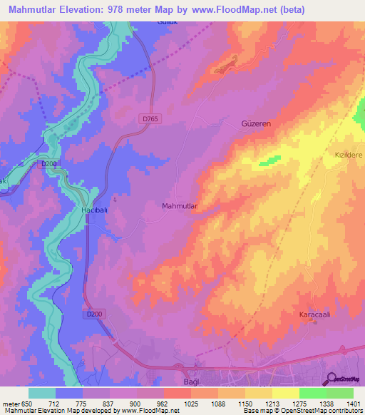 Mahmutlar,Turkey Elevation Map