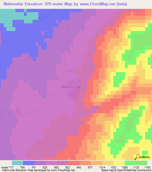 Mahmutlar,Turkey Elevation Map