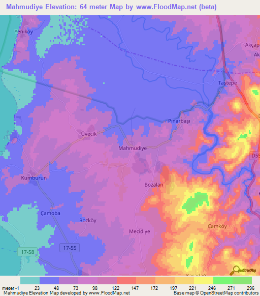 Mahmudiye,Turkey Elevation Map
