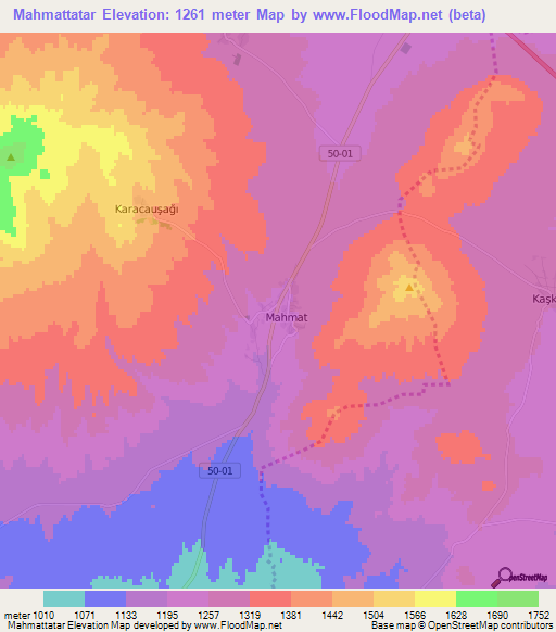 Mahmattatar,Turkey Elevation Map