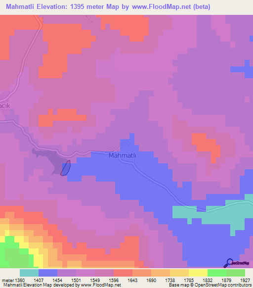 Mahmatli,Turkey Elevation Map