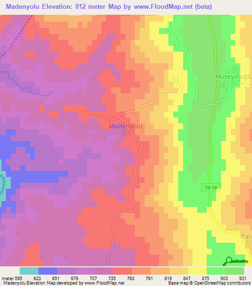 Madenyolu,Turkey Elevation Map