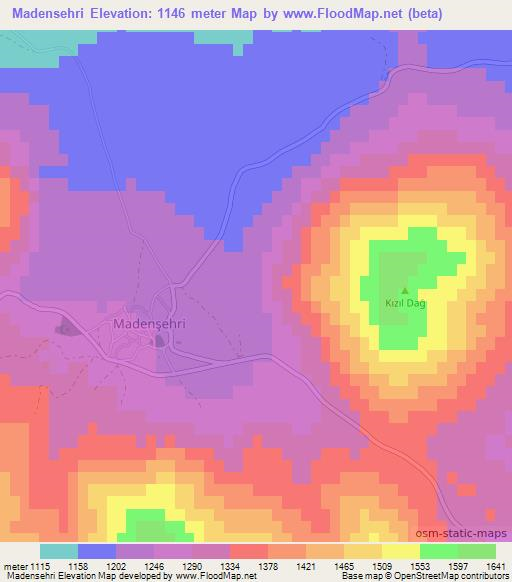 Madensehri,Turkey Elevation Map