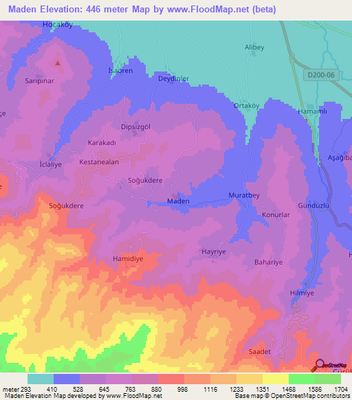 Maden,Turkey Elevation Map