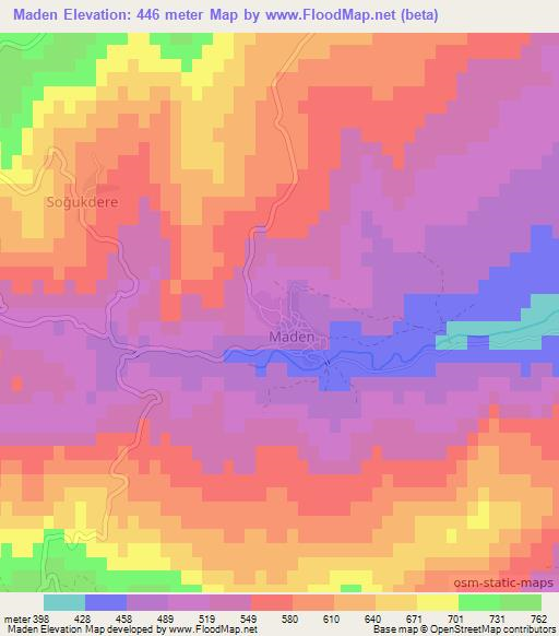 Maden,Turkey Elevation Map