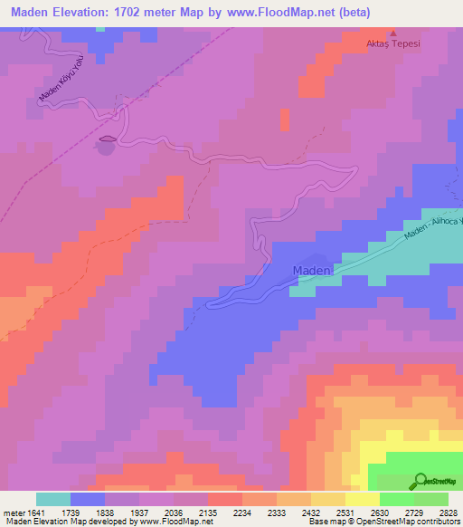 Maden,Turkey Elevation Map