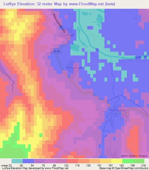 Lutfiye,Turkey Elevation Map