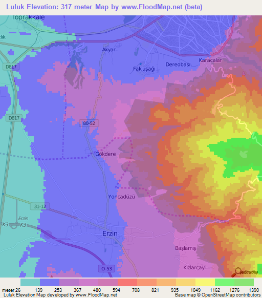 Luluk,Turkey Elevation Map