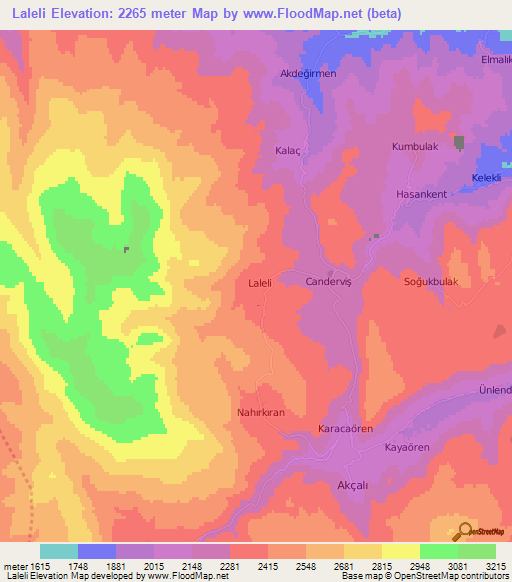 Laleli,Turkey Elevation Map