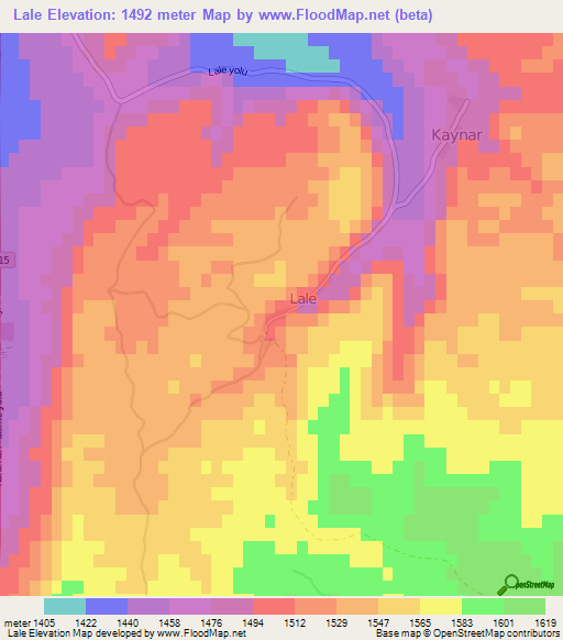 Lale,Turkey Elevation Map