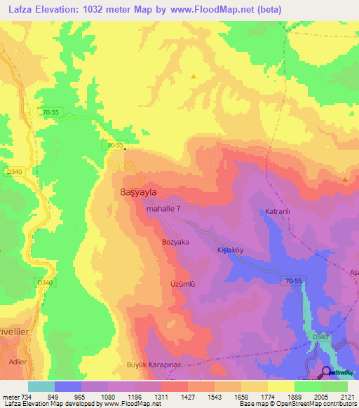 Lafza,Turkey Elevation Map