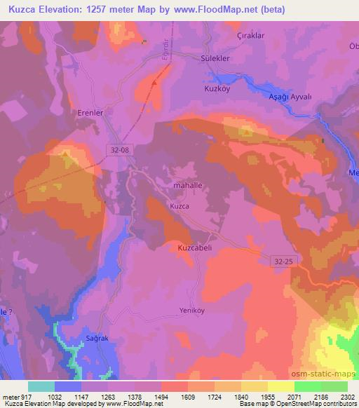 Kuzca,Turkey Elevation Map