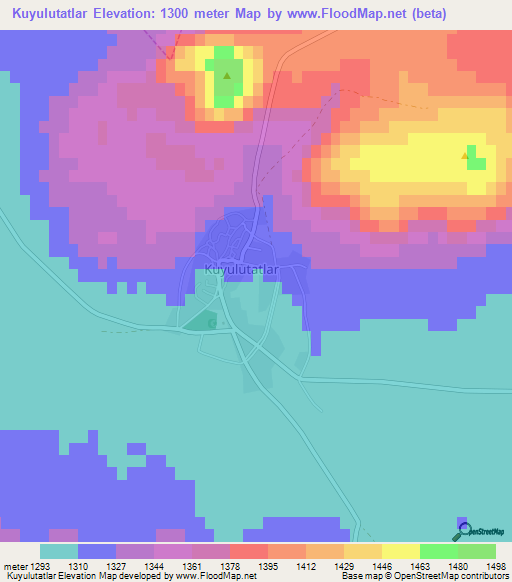 Kuyulutatlar,Turkey Elevation Map