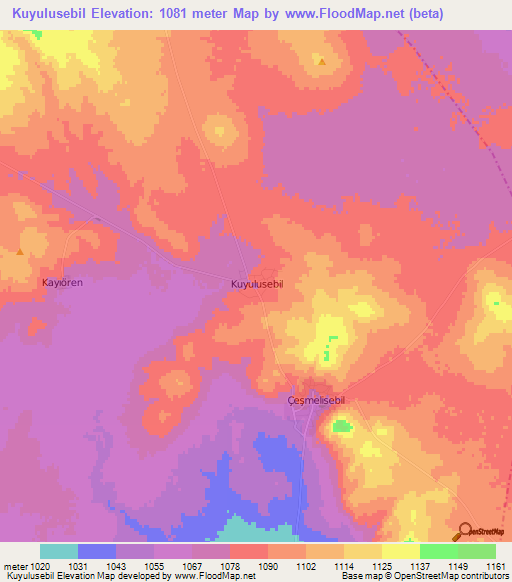 Kuyulusebil,Turkey Elevation Map