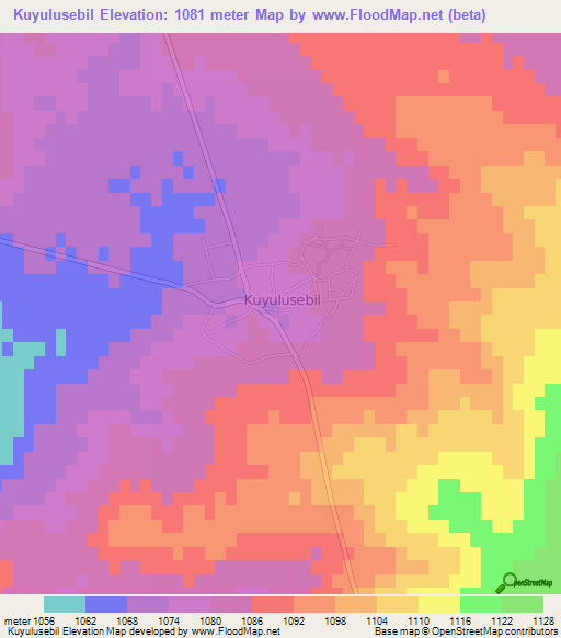 Kuyulusebil,Turkey Elevation Map