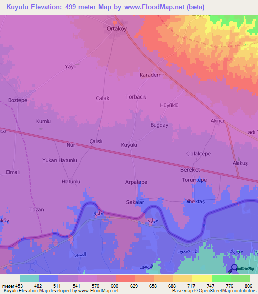 Kuyulu,Turkey Elevation Map