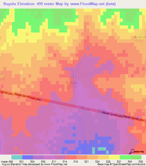 Kuyulu,Turkey Elevation Map