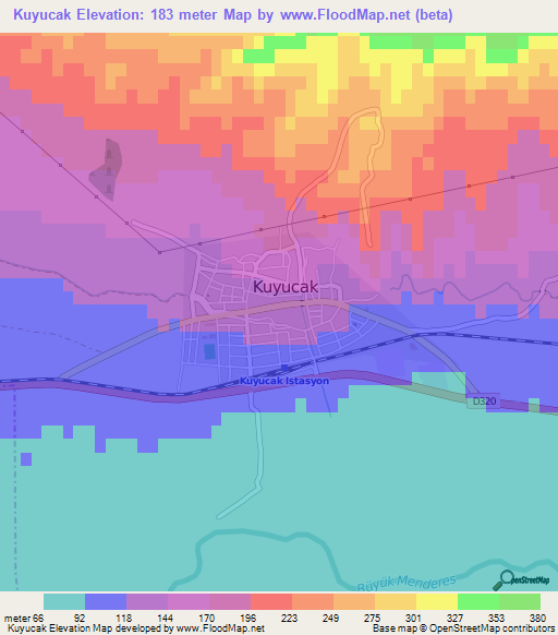 Kuyucak,Turkey Elevation Map