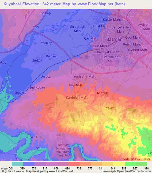 Kuyubasi,Turkey Elevation Map