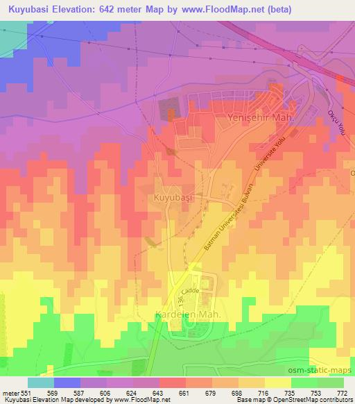 Kuyubasi,Turkey Elevation Map