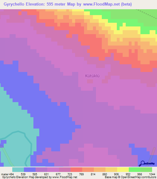 Gyrychello,Turkey Elevation Map