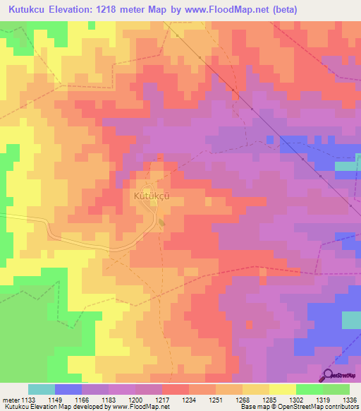 Kutukcu,Turkey Elevation Map