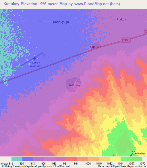 Kutlukoy,Turkey Elevation Map