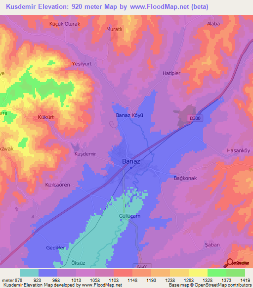 Kusdemir,Turkey Elevation Map