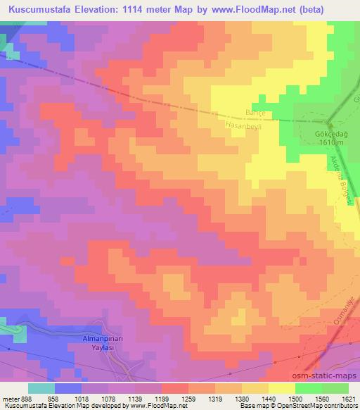 Kuscumustafa,Turkey Elevation Map