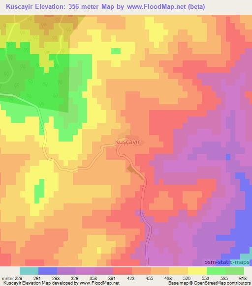 Kuscayir,Turkey Elevation Map