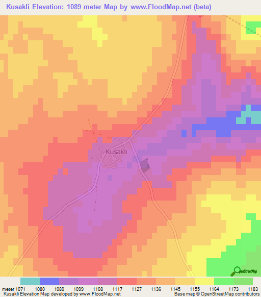 Kusakli,Turkey Elevation Map