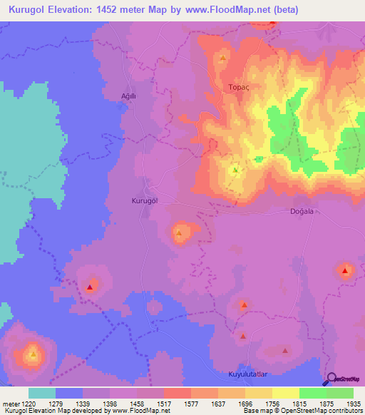 Kurugol,Turkey Elevation Map