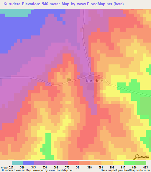 Kurudere,Turkey Elevation Map