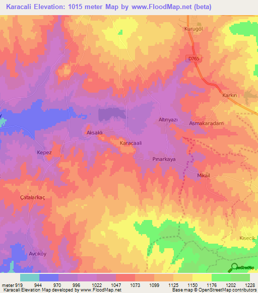 Karacali,Turkey Elevation Map