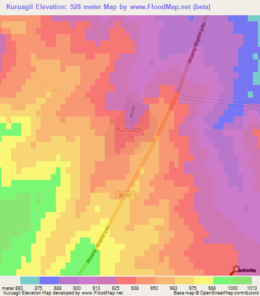 Kuruagil,Turkey Elevation Map