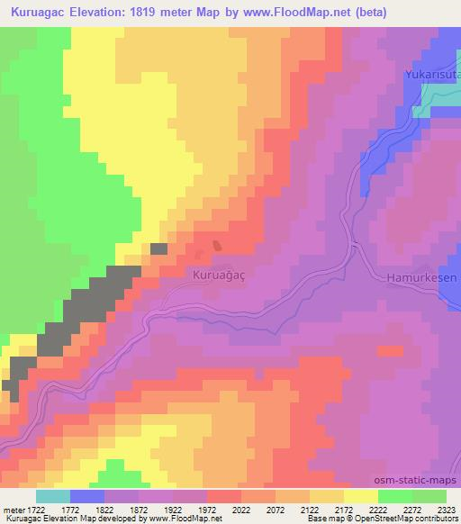 Kuruagac,Turkey Elevation Map