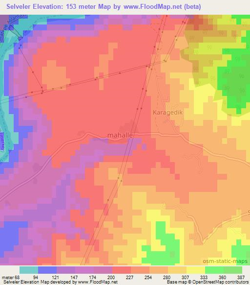 Selveler,Turkey Elevation Map