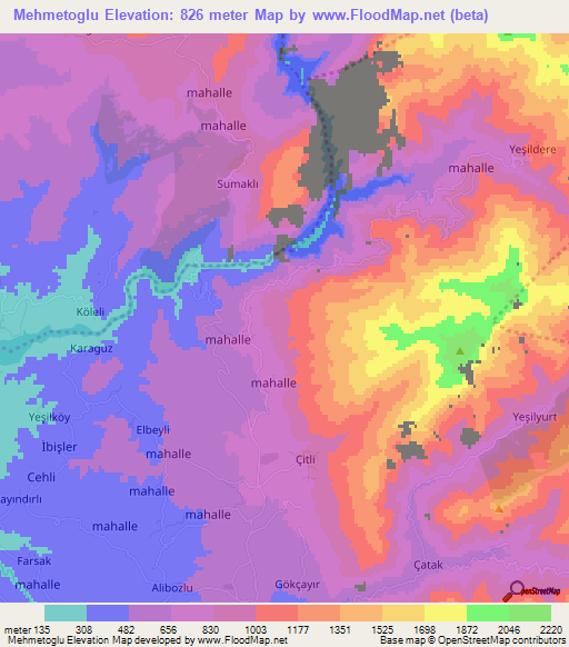 Mehmetoglu,Turkey Elevation Map