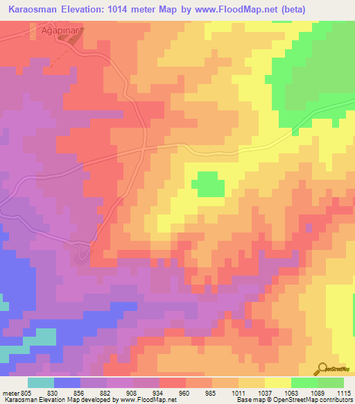 Karaosman,Turkey Elevation Map