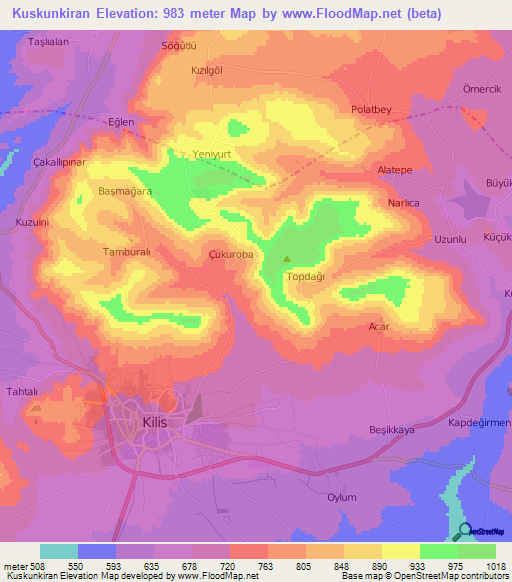 Kuskunkiran,Turkey Elevation Map