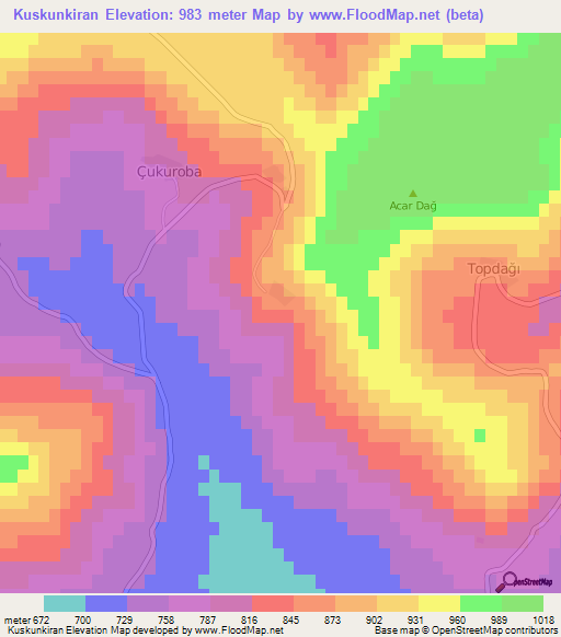 Kuskunkiran,Turkey Elevation Map