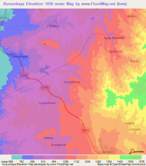 Kursunkaya,Turkey Elevation Map