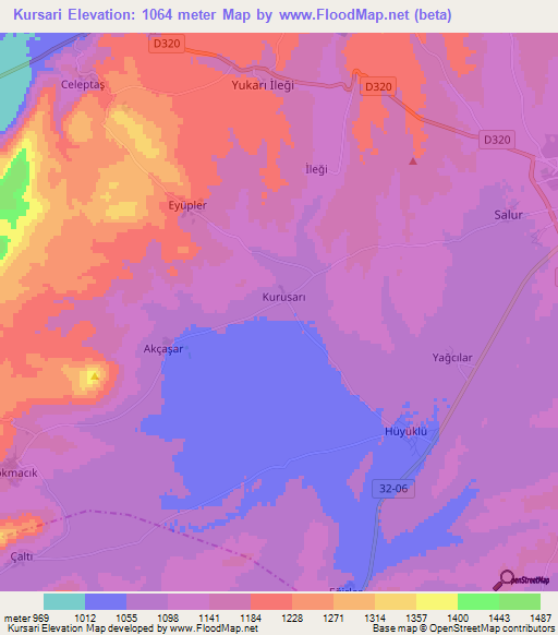 Kursari,Turkey Elevation Map