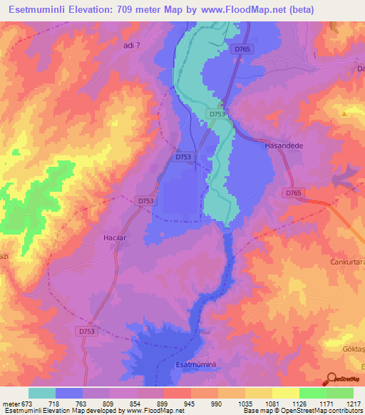 Esetmuminli,Turkey Elevation Map